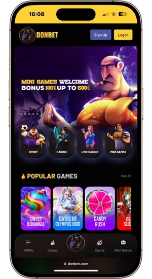 Donbet Casino homepage on Safari